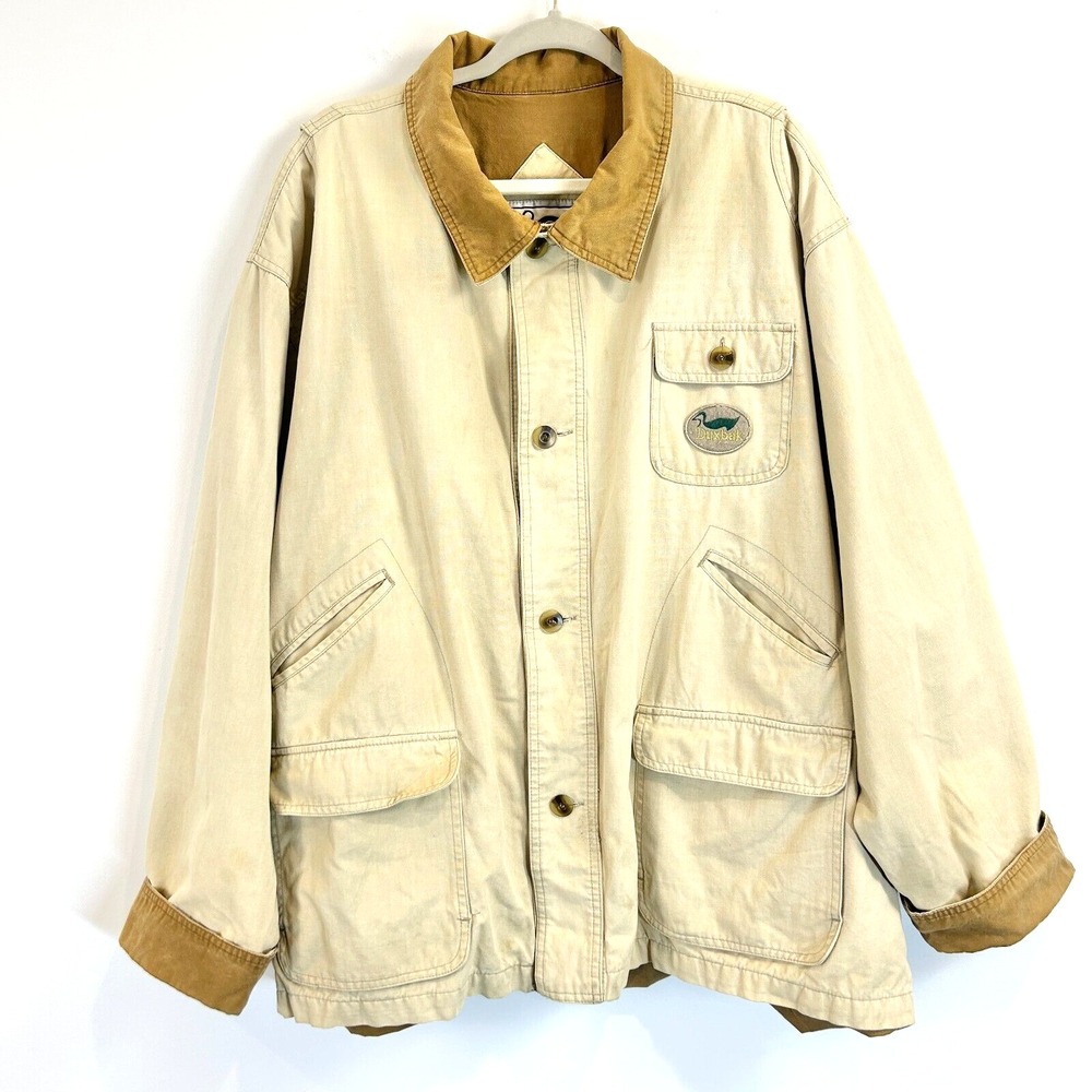 Vintage Duxbak Hunting Jacket Mens 2X‎ Khaki Tactical Cargo Coat Gorpcore Canvas